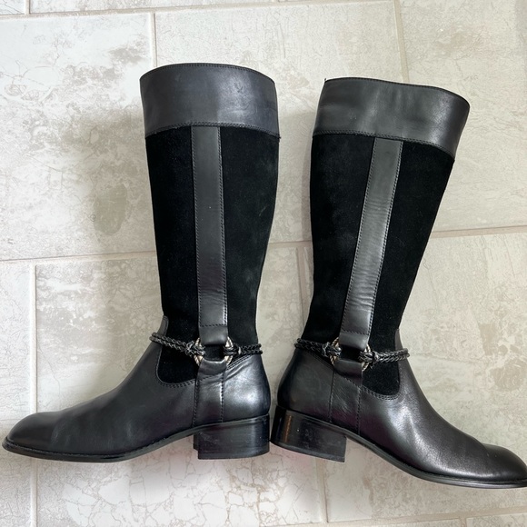 Black Vintage Riding Boots Genuine Leather & Suede Coldwater Creek Riding Boots - Picture 3 of 7